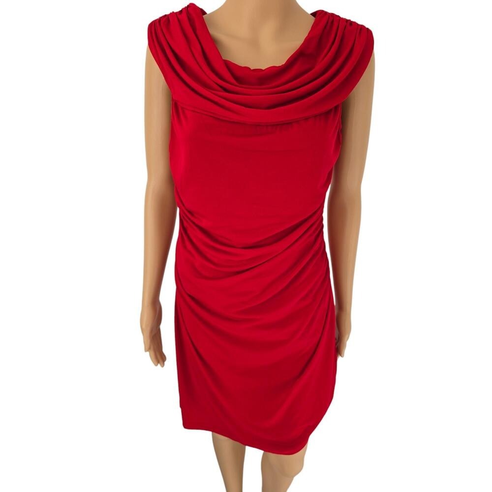 Spense Red‎ Ruched Cowl Neck Sleeveless Cocktail Dress Petite 10